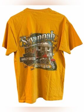 Harley-Davidson Savannah Georgia 2006 Y2K Vintage Yellow Orange Biker Tee Size M